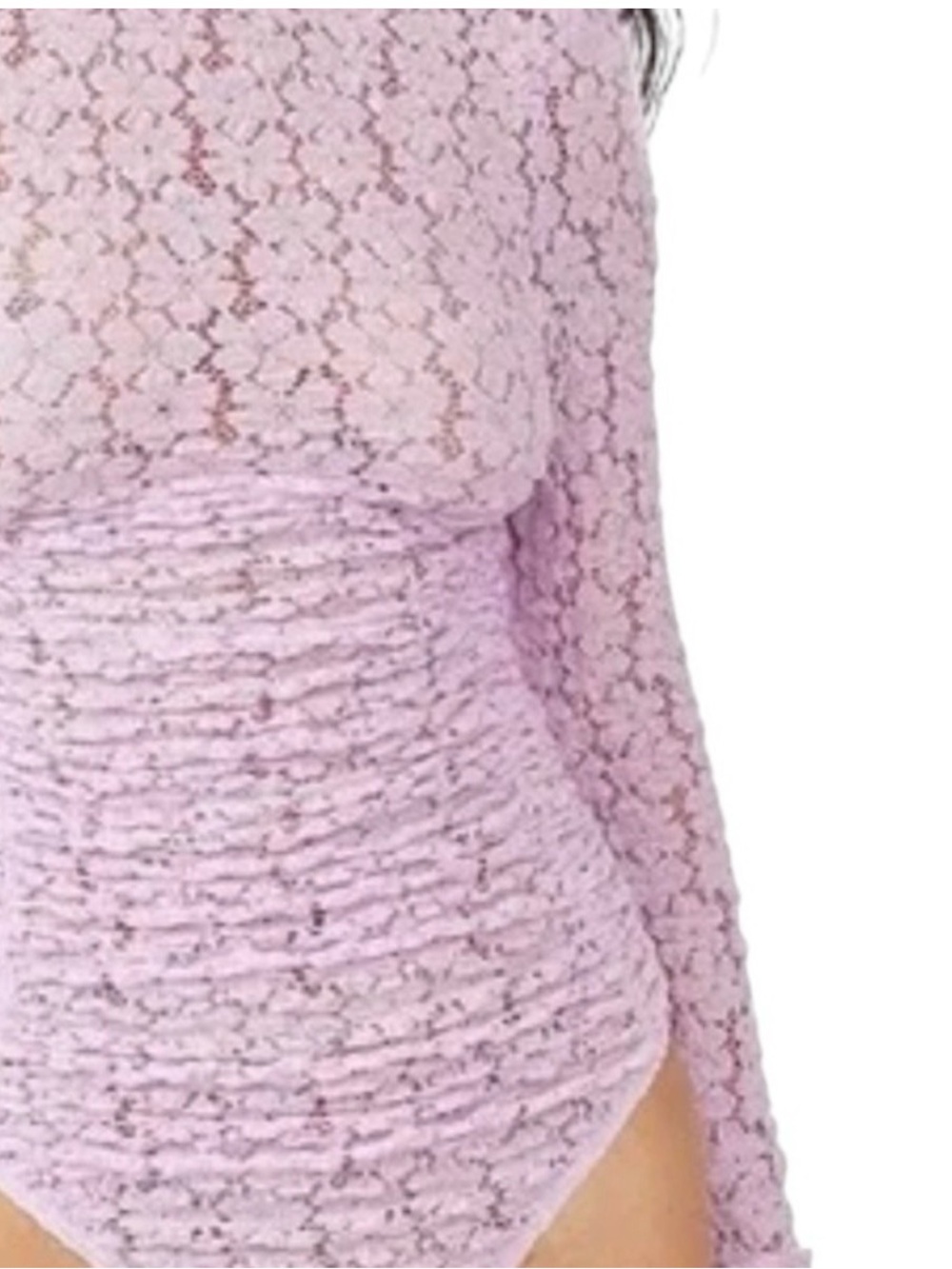 Lace Long Sleeve Bodysuit in Light Lavender